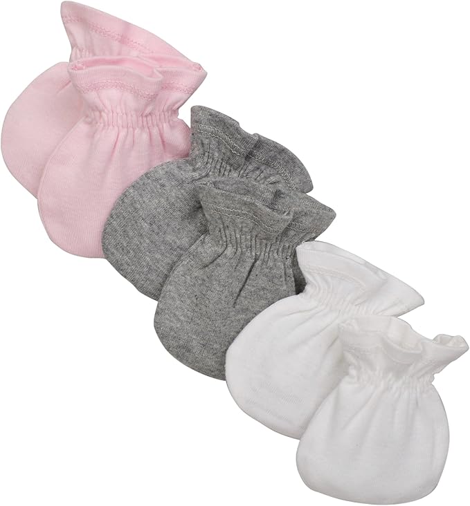 Burt's Bees Baby Baby Girls' Mittens, No-Scratch Mitts, 100% Organic Cotton, Set of 3-CubbioJoy