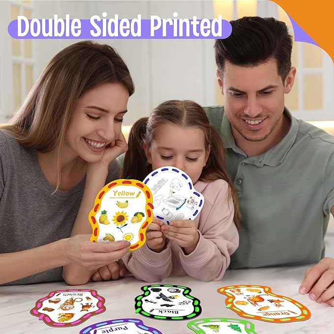 9 Pieces Happy Face Lacing Cards, 9 Double Sided Color Sewing Cards with 9 Colorful Laces, Educational & Learning Activity Games, Imagination Development Lacing Toys for Preschoolers, Kids-CubbioJoy