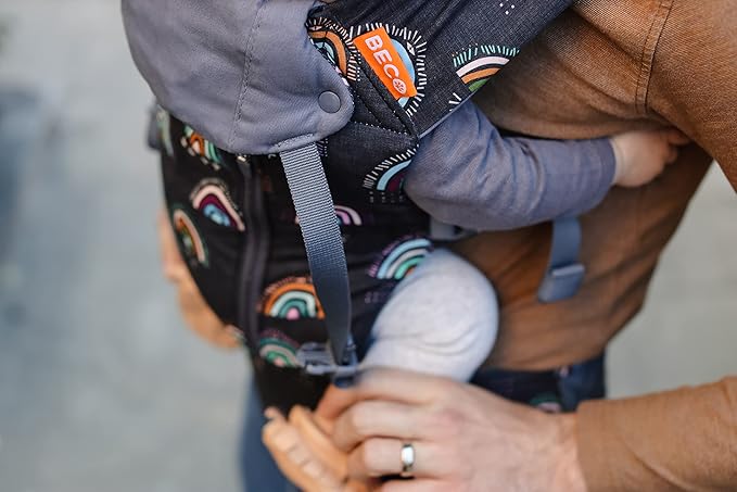 Beco Baby Carrier 8 Hybrid Newborn to Toddler Carrier (7-45lbs) - All in 1 Mesh Backpack, Front and Hip Carrier with Adjustable Seat - Cooling Ergonomic Carrier (Boho Rainbow)-CubbioJoy
