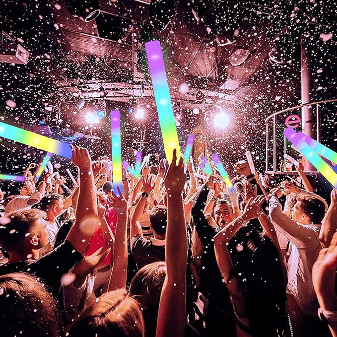 24-Count Foam Glow Sticks Party Pack - 5 Colors, Steady Bright LED Light Up Sticks for Weddings, Birthdays, Christmas, Halloween | Foam Glow Sticks Bulk Reusable, 6-Hr Glow-CubbioJoy
