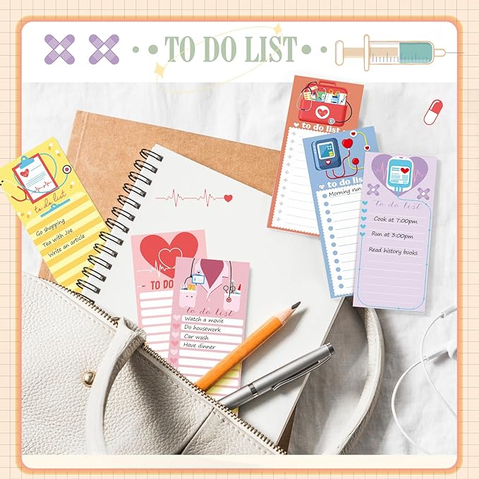 Censen 10 Pack 500 Sheets To Do List Notes Daily Checklist Notepads with 50 Sheets Each Undated Color Memo Pad Block Shopping List Pad Weekly Plan Notepad Organizer Planners(Colorful,Nurse)-CubbioJoy