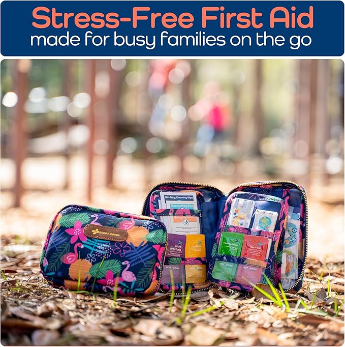 KeepGoing Travel First Aid Kit for Kids – 130 Pc. for Car, Home, Purse, Diaper Bag & Backpack with Latex-Free Bandages - Mini First Aid Kit Travel Size TSA-Approved-CubbioJoy