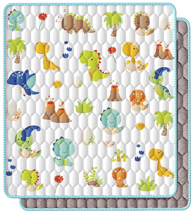 Baby Play Mat 71" X 79" Large Baby Floor Play Mat One-Piece Baby Crawling Mat Non-Slip Cushioned Baby Floor Mat, Activity Playmats for Infants, Babies, Toddlers (71x79, Dinosaur)-CubbioJoy