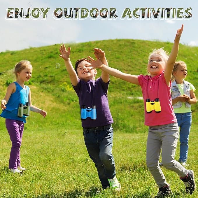 25 Pack Binoculars for Kids 6+ Years Old, with Compass and Neck String Toddler Toy Binoculars Gift Set for Camping Adventure, Party Favor, Red, Yellow, Camo, Green, Blue-CubbioJoy