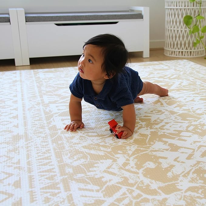 Cushmat Stylish Reversible Foam Play Mat (Large, Explorer - Gray Sand) - Soft, Waterproof, Durable Play mat for Infants, Babies, Toddler, Kids & Grownup - 6.5ft x 4.5ft-CubbioJoy