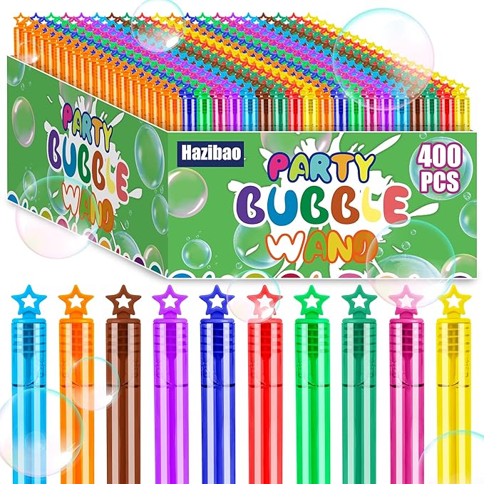 400 Pack 10 Colors Bulk Bubble Wands,Party Favors Bubbles Wand for Kids,Perfect for Summer Outdoor Toys,Goody Bags Stuffer Bubbles,Carnival Prize,Birthday,Wedding,Classroom-CubbioJoy