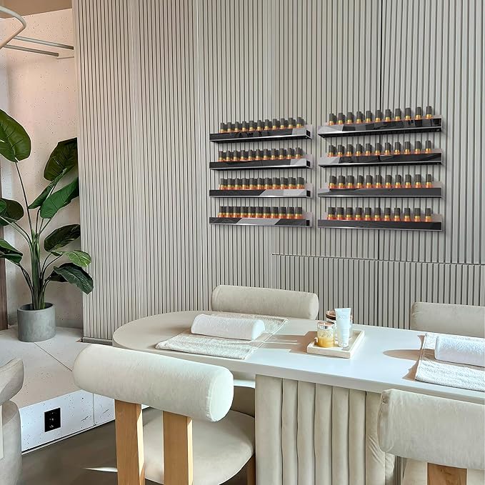 4 Pack 15 Inch Black Reflective Acrylic Shelves, Black Floating Shelves, Modern Sunglasses Essential Oil Picture Ledge Display Toy Storage Shelf-CubbioJoy