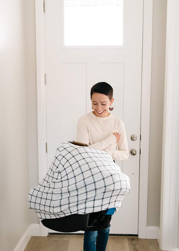 Baby Car Seat Cover Canopy and Nursing Cover Multi-Use Stretchy 5 in 1 Gift Ledger by Copper Pearl-CubbioJoy