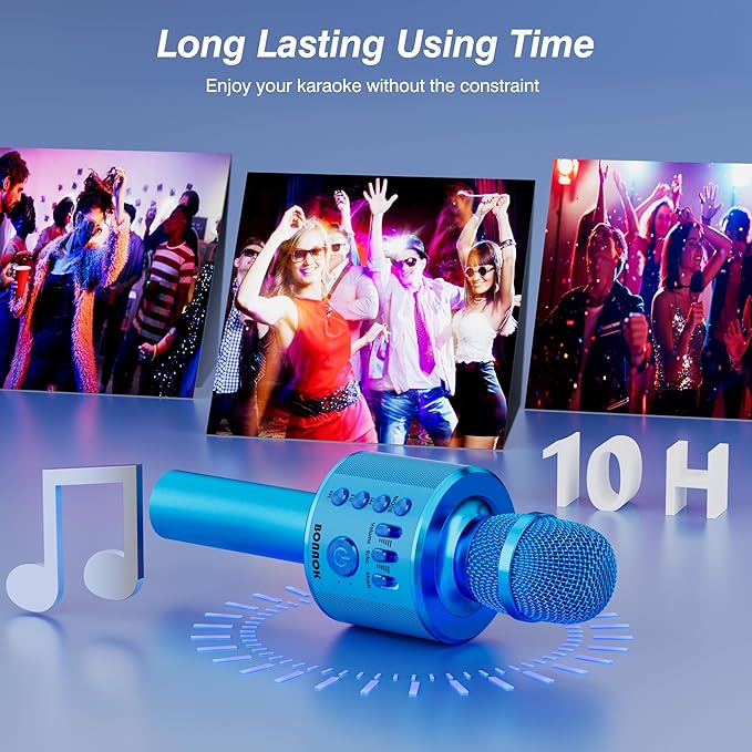 BONAOK Wireless Bluetooth Karaoke Microphone,3-in-1 Portable Handheld Karaoke Mic Speaker Machine Birthday Home Party for PC or All Smartphone (Q37 Blue)-CubbioJoy