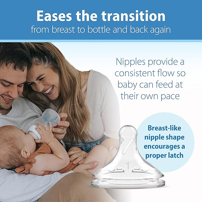 Dr. Brown's Natural Flow Anti-Colic Options+ Wide-Neck Baby Bottles, 9 oz/270 mL, with Level 1 Slow Flow Nipple, 6 Pack with 2 Bonus Level 2 Nipples & 2 Sippy Spouts-CubbioJoy