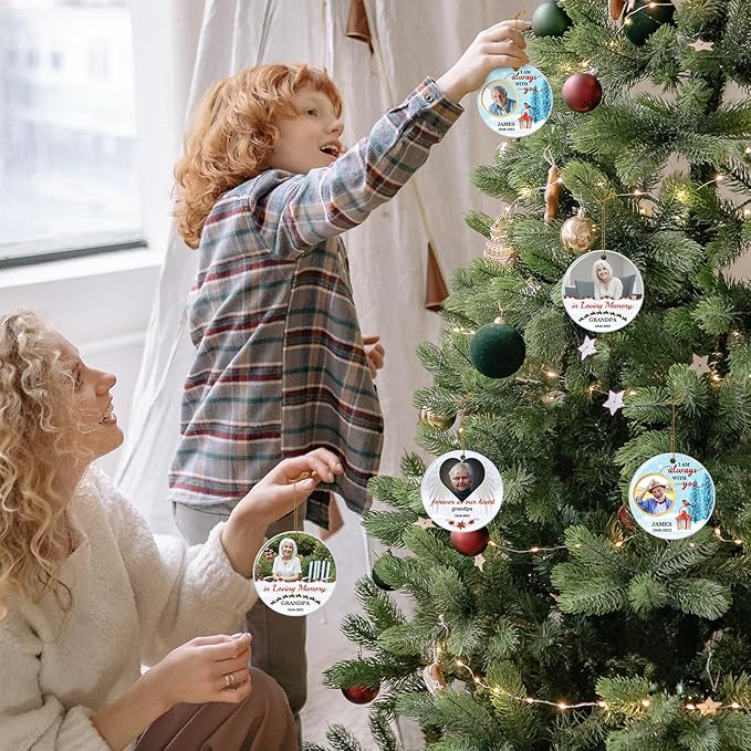 Customized Sympathy Gift for Loss of Loved One - Personalized Christmas Photo Ornaments 2025 - Custom Photo, Name, Years Memorial Gifts-CubbioJoy