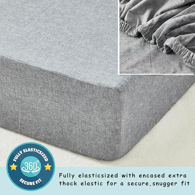 Brandream Gender Neutral Baby Crib Bedding Set 3 Pieces 100% Cotton Like Linen Supersoft Classic Quilted Plaid Design Boho Bohemian Farmhouse Chic Nursery Decor (Gray)-CubbioJoy