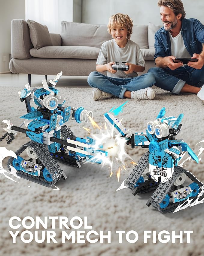5 in 1 STEM RC Robot Building Kit, 398PCS APP & Remote Control Blocks DIY Engineering Robotics, Erector Science Set for Kids Age 6 7 8 9 10 11 12+, Educational Learn Toys Gift for Boys & Girls-CubbioJoy