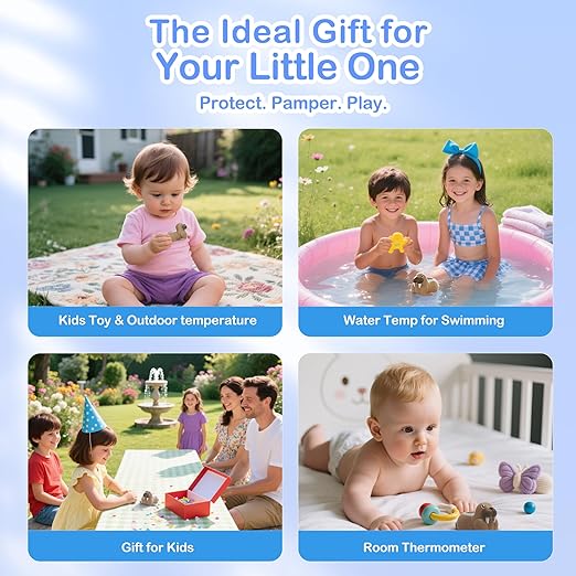 Baby Bath Thermometer for Bathtub, Room|Water Temperature, Baby Bath Floating Toy|Kids Bathroom Safety, Digital LCD with Timer-CubbioJoy