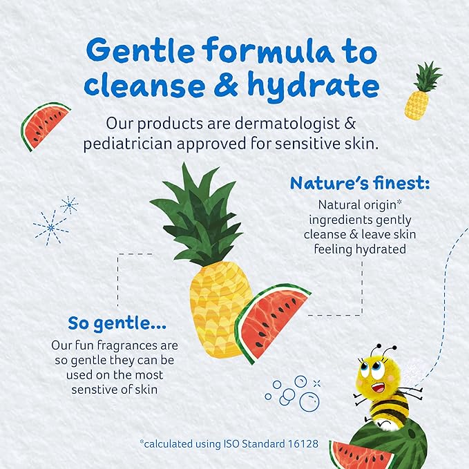 Childs Farm, Kids Hair & Body Wash for Dry, Sensitive Skin, Watermelon & Organic Pineapple, Gently Cleanses, Vegan, Cruelty-Free, 16.9 fl oz-CubbioJoy