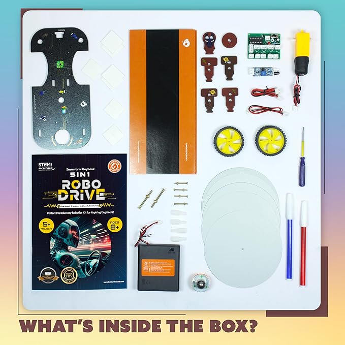 Butterfly EduFields 5in1 STEM Robotics kit | Robot Toys for Kids Ages 8 9 10 11 12 Years Old Boys Girls | Electronics Sensor Modules | No Coding Required | Birthday Gift for Kids Ages 8+-CubbioJoy