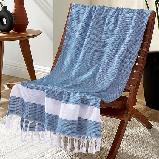 Blue Throw Blanket Bedroom Decor Living Room Accessories Sofa Couch Cover Chair Apartment Essential Home Finds Navy House Goods Nautical Kids Teen Boy Shark Lake Nursery Decoration Birthday Gift-CubbioJoy