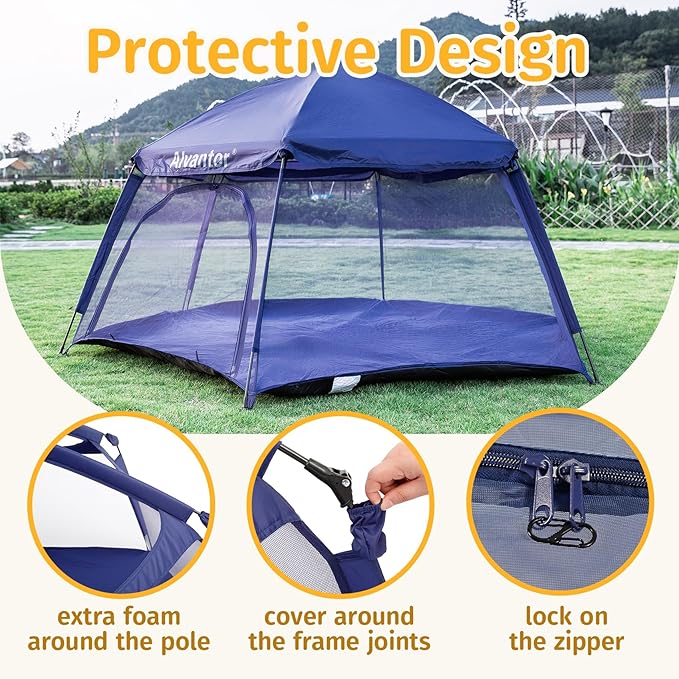 Alvantor Baby Playpen Play Yard 84"x84"x44”Large Pop Up Playpen Foldable Play Tent Indoor & Outdoor Kids Tent Lightweight Safe Space Canopy for Infants Toddlers Pets, Navy-CubbioJoy