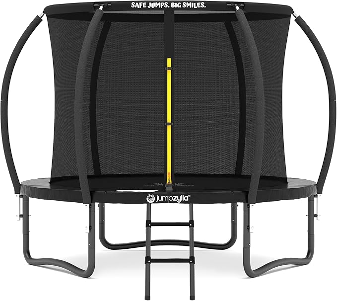 JUMPZYLLA Trampoline Outdoor 8FT 10FT 12FT 14FT 15FT 16FT with Enclosure and Ladder, ASTM Approved Recreational Trampoline for Kids and Adults, Anti-Rust Coated Frame-CubbioJoy