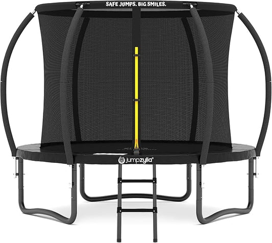 JUMPZYLLA Trampoline Outdoor 8FT 10FT 12FT 14FT 15FT 16FT with Enclosure and Ladder, ASTM Approved Recreational Trampoline for Kids and Adults, Anti-Rust Coated Frame-CubbioJoy