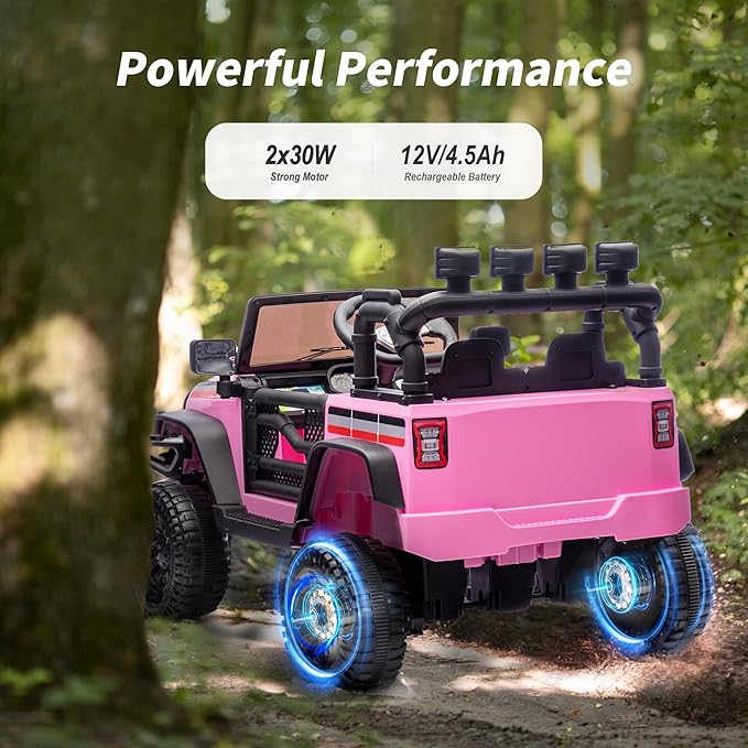 12V Kids Ride on Car Truck, Kids Electric Vehicles Car Ride on Toy for Toddlers with Remote Control - Light Pink-CubbioJoy