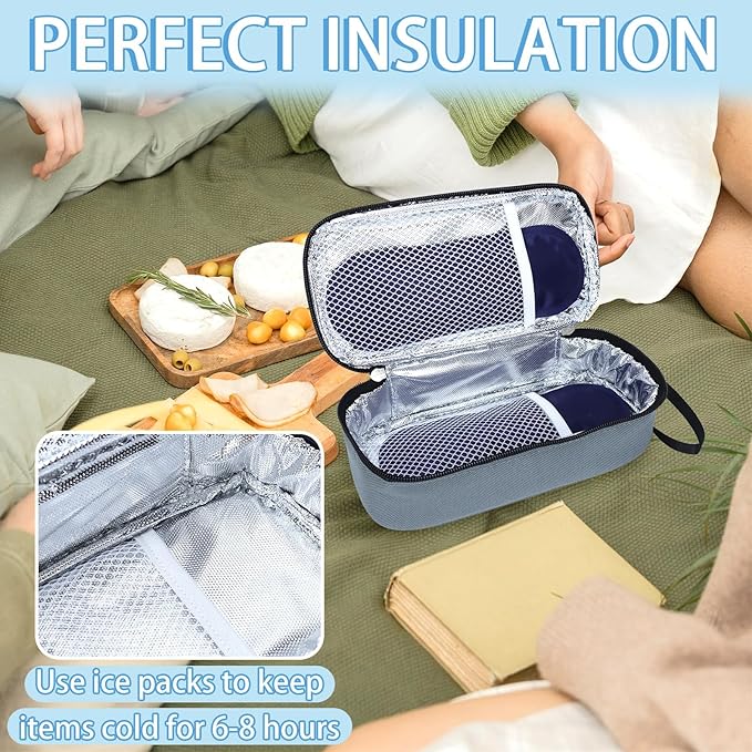 Breastmilk Cooler Bag with Ice Pack, Portable Insulated Breast Milk Storage Cooler Bag, Small Stylish Breastmilk Storage Bag Cooler with Wrist Strap (Grey)-CubbioJoy