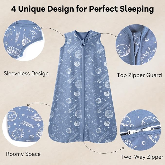 Baby Sleep Sack 12-18 Months 3 Pack 100% Cotton Lightweight 0.5 TOG Wearable Blanket Baby Sleep Bag with 2-Way Zipper for Infant Toddler-CubbioJoy
