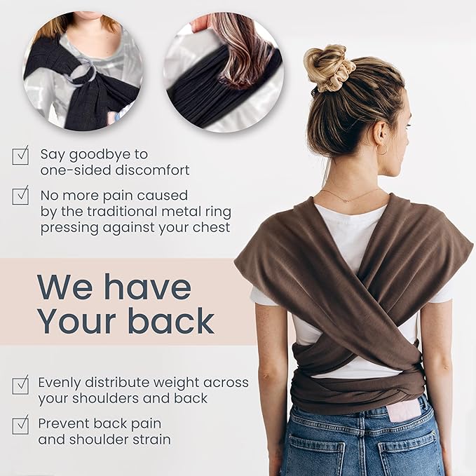 Baby Wrap Carrier - Premium Cotton Baby Carrier Wrap for Newborn to Toddler- Infant Carrier for Babies 8-35 lb - Baby Holder One Size Fits All with Front Pocket by Max&so-CubbioJoy