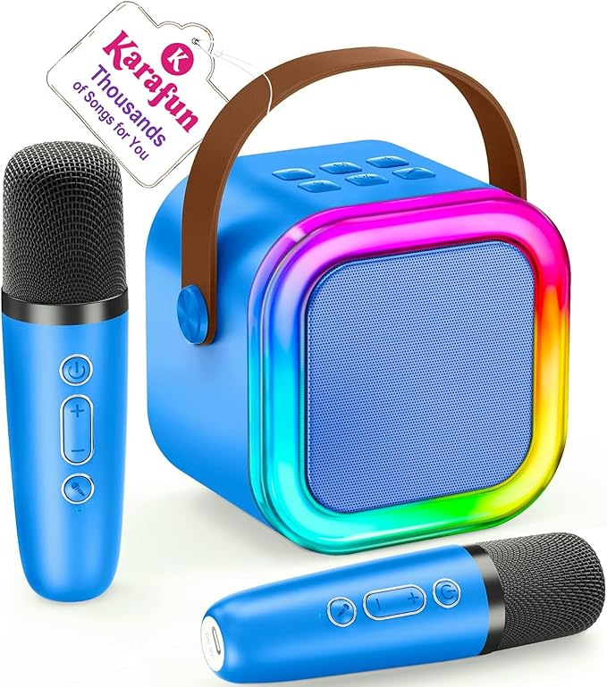 IROO Mini Karaoke Machine for Kids, 2025 TOP Toys Birthday Gifts Ideas for Girls Ages 4, 5, 6, 7, 8, 9, 10, 12+ Years Old, Portable Bluetooth Speaker with 2 Wireless Mics for Party Toddlers-CubbioJoy