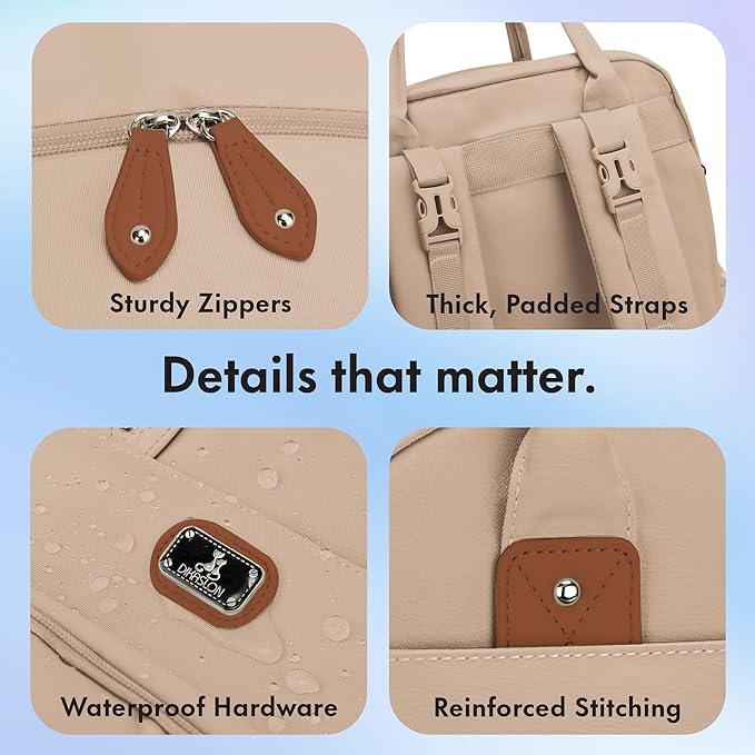 Dikaslon Diaper Bag Backpack with Portable Changing Pad, Pacifier Case and Stroller Straps, Large Unisex Baby Bags for Boys Girls, Multipurpose Travel Back Pack for Moms Dads, Milk Tea Khaki-CubbioJoy