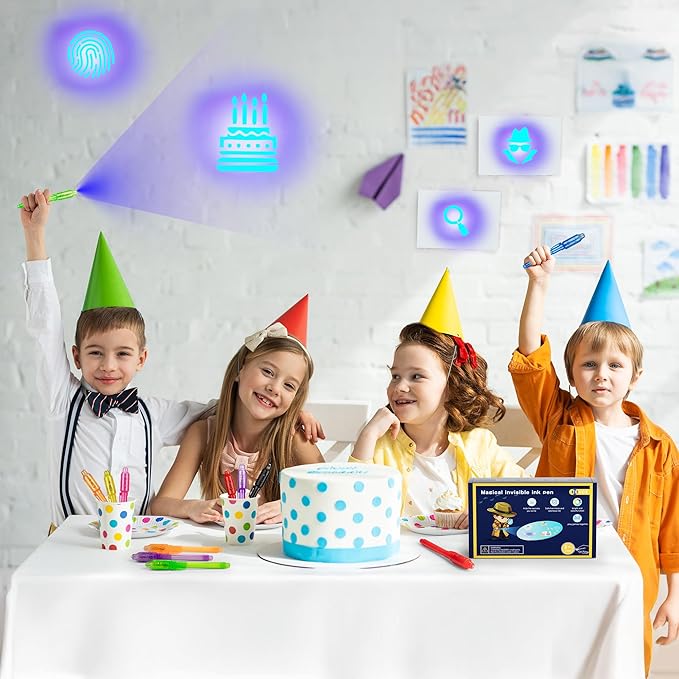 Invisible Ink Pen 24Pcs, Spy Pens with UV Light, Magic Marker, Classroom Prize, Birthday party favors for kids 8-12, Kids Christmas Gift Stocking Stuffers-CubbioJoy