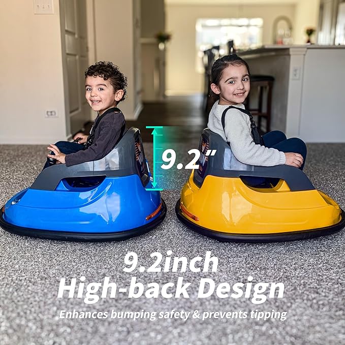 12V Kids Bumper Car, Electric Baby Bumper Car for Toddlers with Remote Control, 3 Speeds - Yellow-CubbioJoy