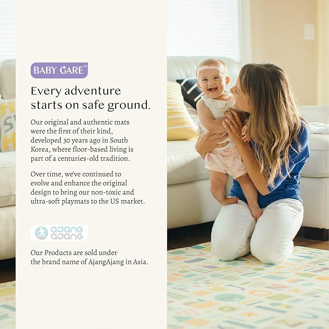 Baby Care Play Mat (Medium, Playful - Pinko & Friend) 73’’ x 49’’ Original One-Piece Reversible Rollable Waterproof Play Mat for Infants, Babies, Toddler, and Kids-CubbioJoy