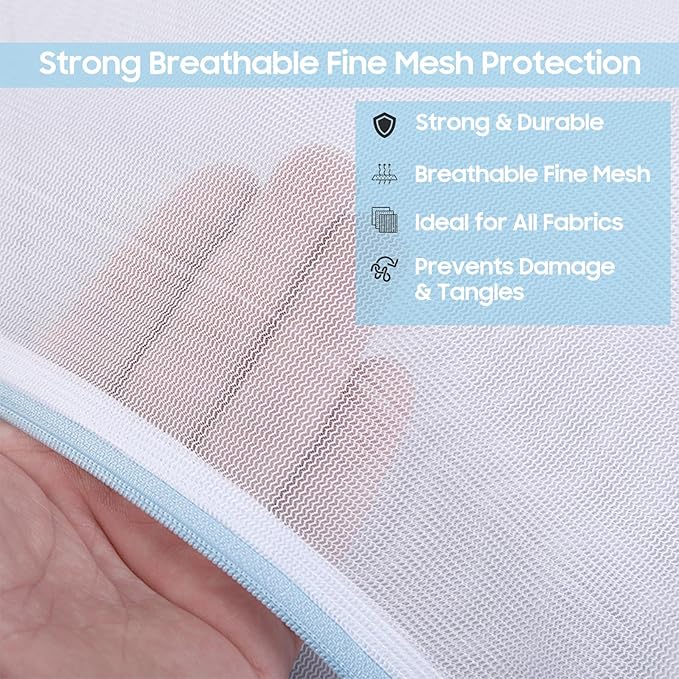 4 Pcs Large Mesh Laundry Bags for Delicates Intimates Lingerie with Zipper 2 Pcs 20” x 24”, 2 Pcs 24” x 24”-CubbioJoy