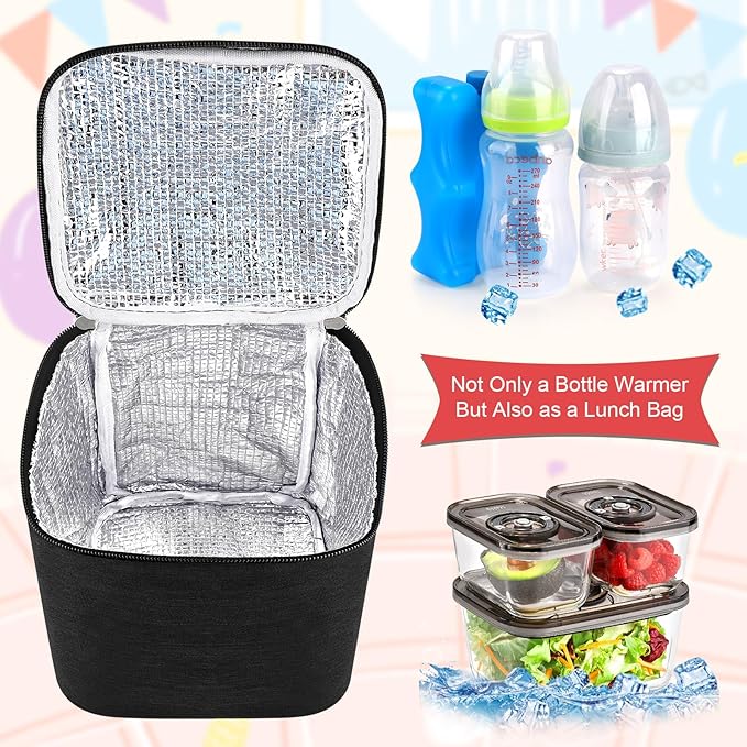 Accmor Breastmilk Cooler Bag with Ice Pack, Baby Bottle Cooler Bags, Insulated Bottle Cooler Tote Bags On The Go, Fits 4 Large 8oz Bottles, for Nursing Mom Daycare Travel, Black-CubbioJoy
