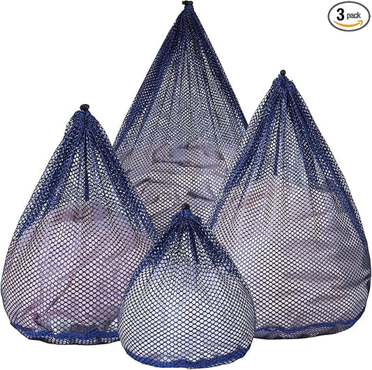 4Pcs Mesh Laundry Bags Washing Machine Mesh Wash Bags for Clothes,Underwear,Lingerie, Bed Linen with Drawstring Closure Sturdy(4 Size, Blue)-CubbioJoy