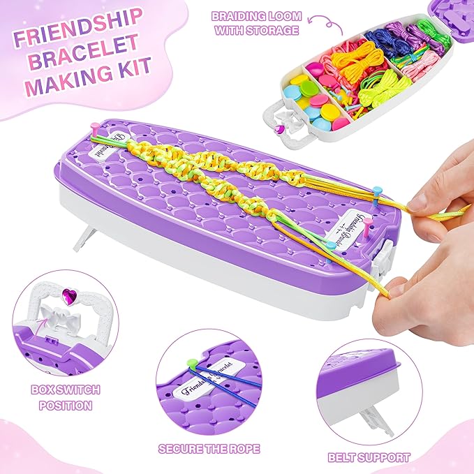 Dpai Friendship Bracelet Making Kit for Girls,DIY Arts and Crafts Toys,Jewelry String Maker Kit,The Best Birthday Gifts Ideas for Girls 6 7 8 9 10 11 12+ Years Old（Purple）-CubbioJoy