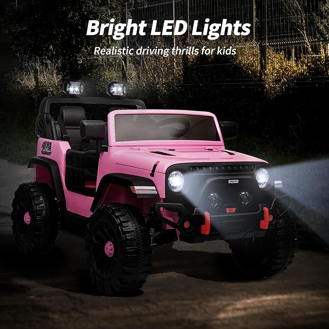 2 Seater Ride on Toy Car for Kids, 24V 4WD Ride-on Truck Kids Electric Car with Remote Control, 4x200W Motors - Light Pink-CubbioJoy