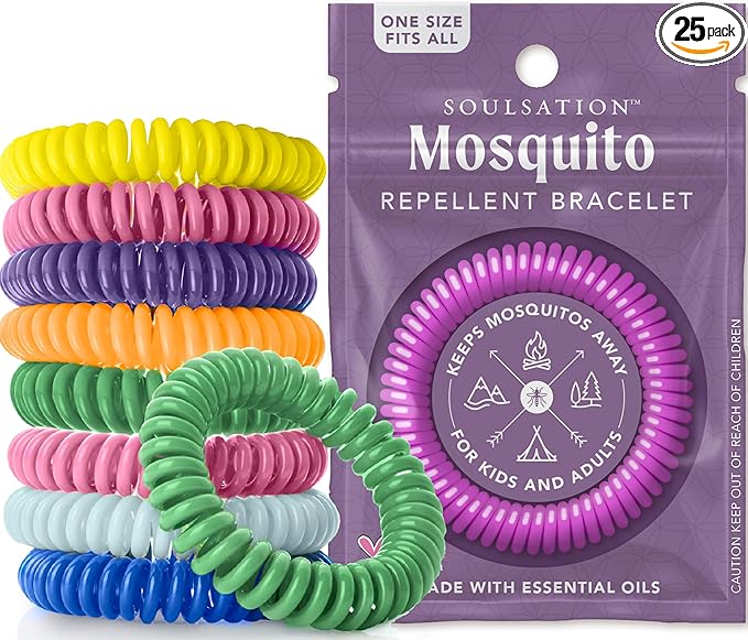 25 Pack Mosquito Repellent Bracelets, DEET-Free for Kids & Adults, Individually Wrapped Bands-CubbioJoy