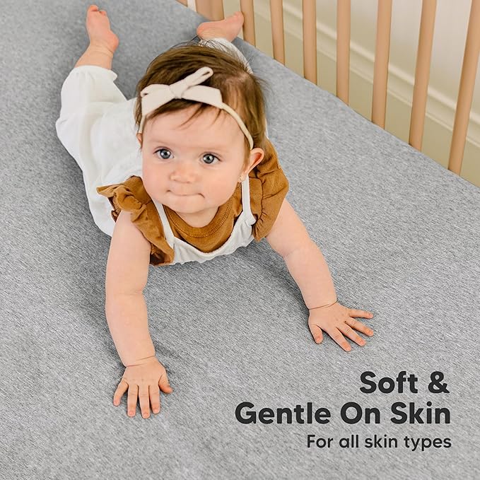 KeaBabies 2-Pack Organic Crib Sheets for Boys, Girls - 52x28 Fitted Crib Mattress Sheet Neutral, Breathable Jersey Cotton Cover for Baby Bed, Toddler Mattress, Soft & Cute Prints (Cloud)-CubbioJoy