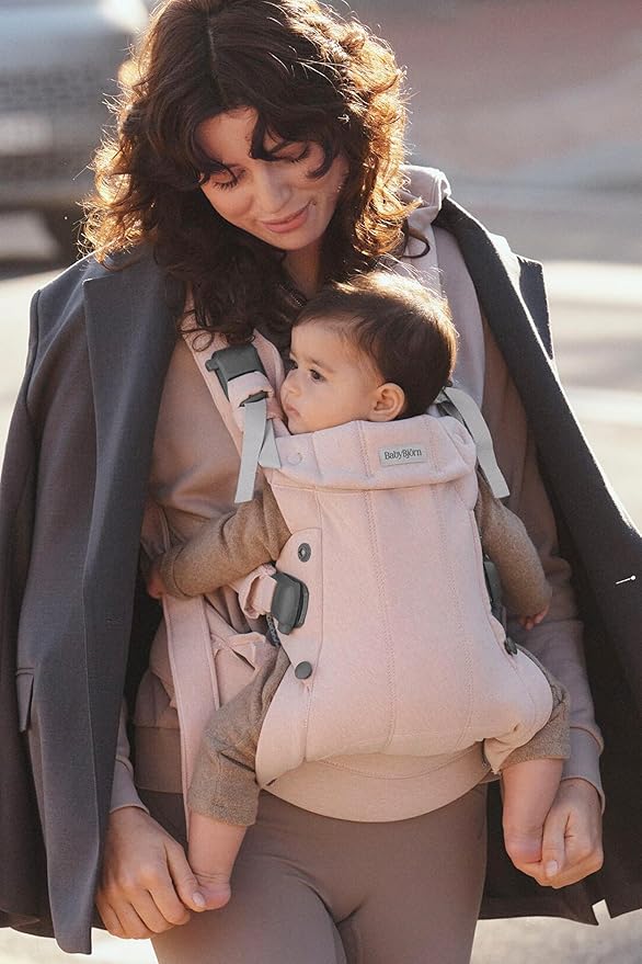 BabyBjörn Baby Carrier Harmony, Light Pink, Woven Mélange | 3-in-1 Ergonomic Baby Carrier; Newborn, Facing-in, Outward-Facing, and Back Carrying Positions Supported (7-40 lbs), Newborn to Toddler-CubbioJoy