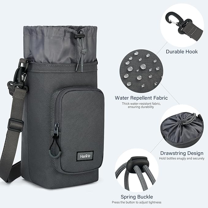 Insulated Water Bottle Carrier Bag with Strap Phone Pocket for 25/32/40/64 oz Tumbler Cup, Water Bottle Holder-CubbioJoy