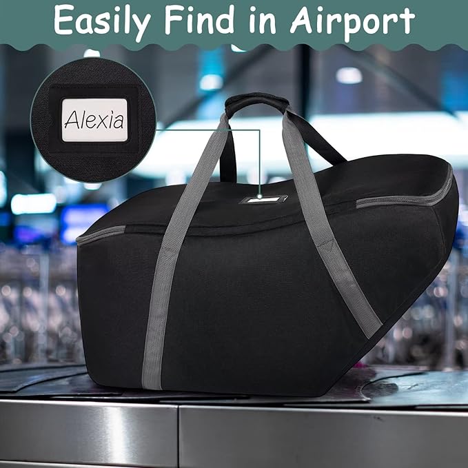 Car Seat Travel Bag Fit Graco SnugRide 35 Lite and Base, Chicco KeyFit 30 and Base, Car seat Bags for Air Travel, Padded Infant Carrier Bag with side pocket and Protective Feet, Extra small Bag-CubbioJoy