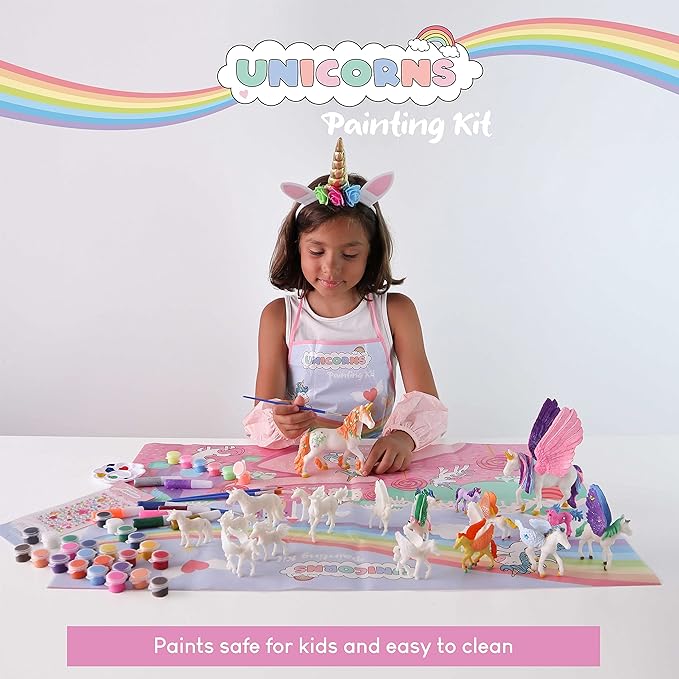 BONNYCO Unicorns Gifts for Girls Painting Kit with 18 Figurines Painting for Kids with Glow in The Dark | Girl Toys 3 4 5 6 7 8 9 10 Years Crafts Kids Gifts Birthday Christmas | Unicorn Toys Niñas-CubbioJoy