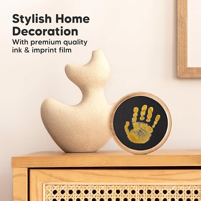 2-Pack Round Inkless Baby Hand and Footprint Kit - Mess Free Ink Pad for Newborn Keepsake, Dog Nose & Paw Print Kit, Clean Touch Ink Pad for Baby Hand & Footprints, Ideal New Mom Gifts (Gold)-CubbioJoy