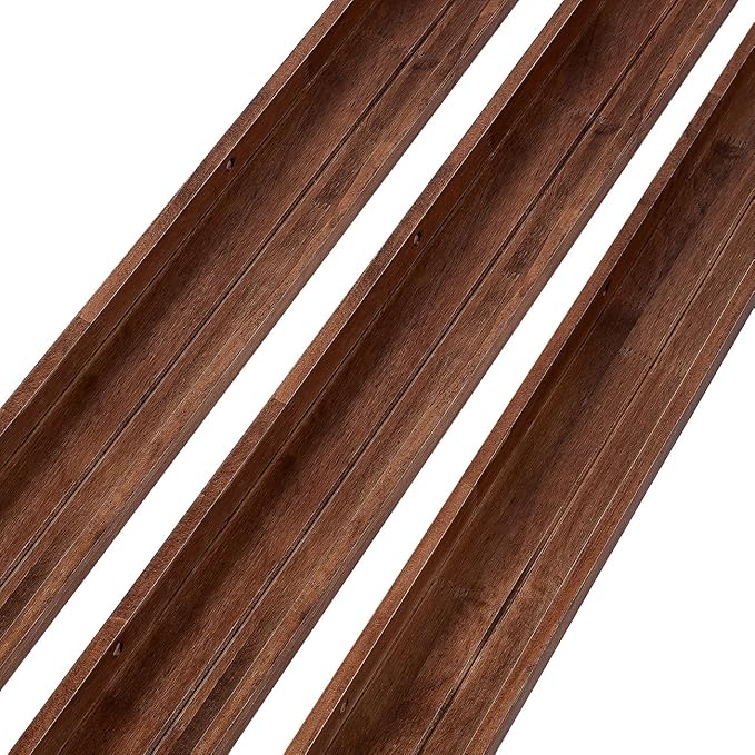 AZSKY Floating Wood Wall Shelves Light Walnut 48 Inch Long Hanging Picture Photo Ledge Shelf Rustic Modern Narrow Shelves for Wall Decor Storage and Display Nursery Book Shelves a Set of 3-CubbioJoy