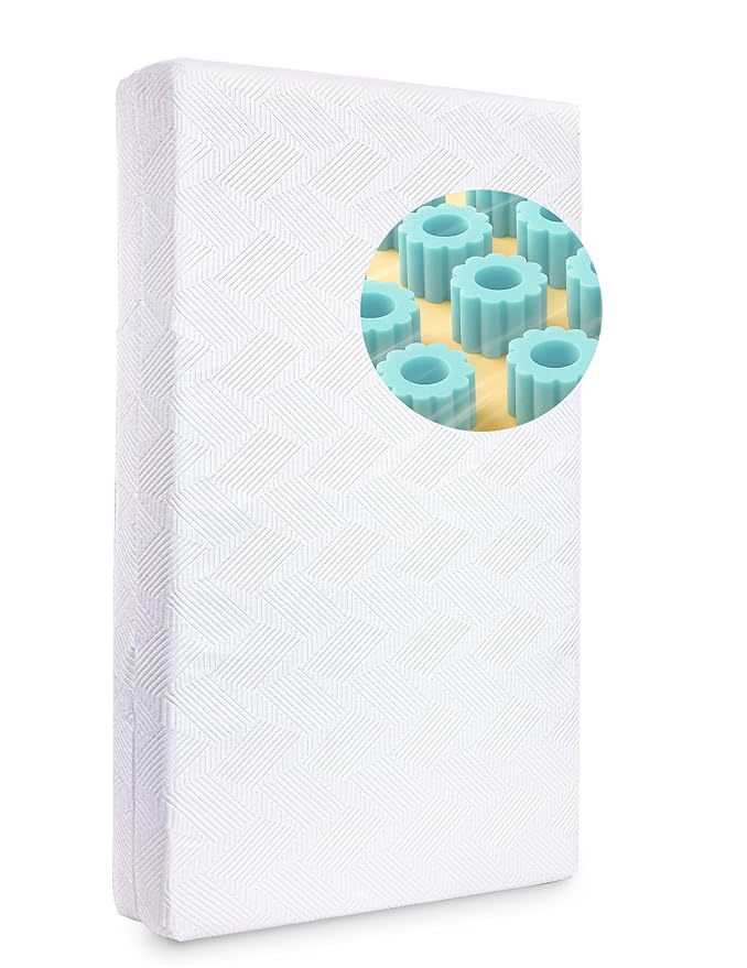 BABELIO Ergonomic Zoning Crib Mattress Dual-Sided Memory Foam Waterproof 6" Thick Toddler Mattress with Zipper Cover, Fits Standard Crib-CubbioJoy