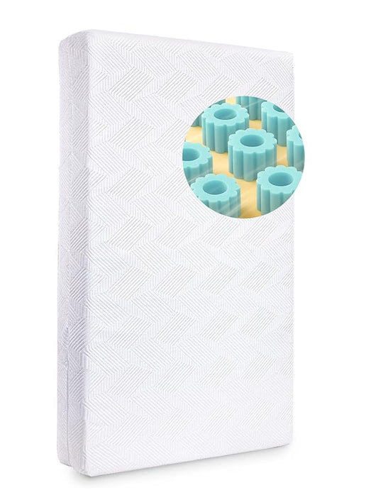 BABELIO Ergonomic Zoning Crib Mattress Dual-Sided Memory Foam Waterproof 6" Thick Toddler Mattress with Zipper Cover, Fits Standard Crib-CubbioJoy