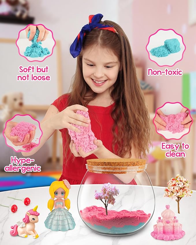 D-FantiX Unicorn Princess Toys Terrarium Kit for Kids, Led Night Light Birthday for Little Girls, DIY Arts and Crafts Science Kit for Kids Age 3 4 5 6 7 8-12 Year Old-CubbioJoy