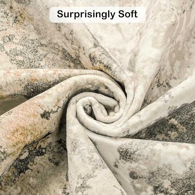 Kelarea 4x6 Rug for Living Room, Beige Washable Non-Slip Rugs, Low Pile Soft Modern Abstract Carpet for Bedroom, Kitchen, Dining Room, Classroom, Dorm, Nursery, Home Office-CubbioJoy